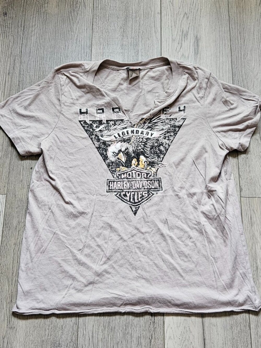 Harley Davidson Womens Large Shirt Eagle Triangle Legendary Gillette Wyoming L